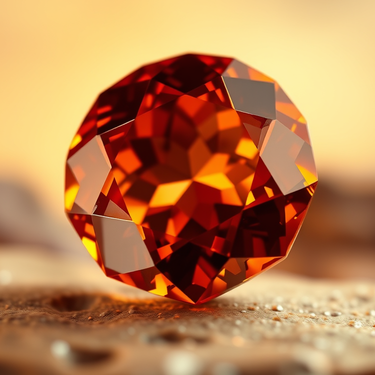 Afbeelding van een hessoniet granaat steen, gomed navratan